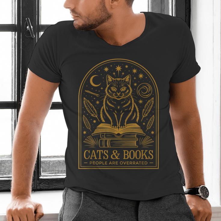 Cats And Books Because People Are Overrated Men's V-Neck T-Shirt