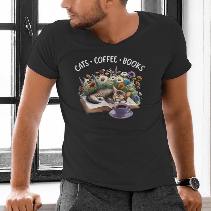 Cats Coffee Books Men's V-Neck T-Shirt