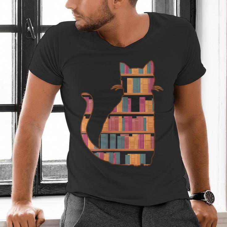 Cats Reading Books Librarian Library Readers Men's V-Neck T-Shirt