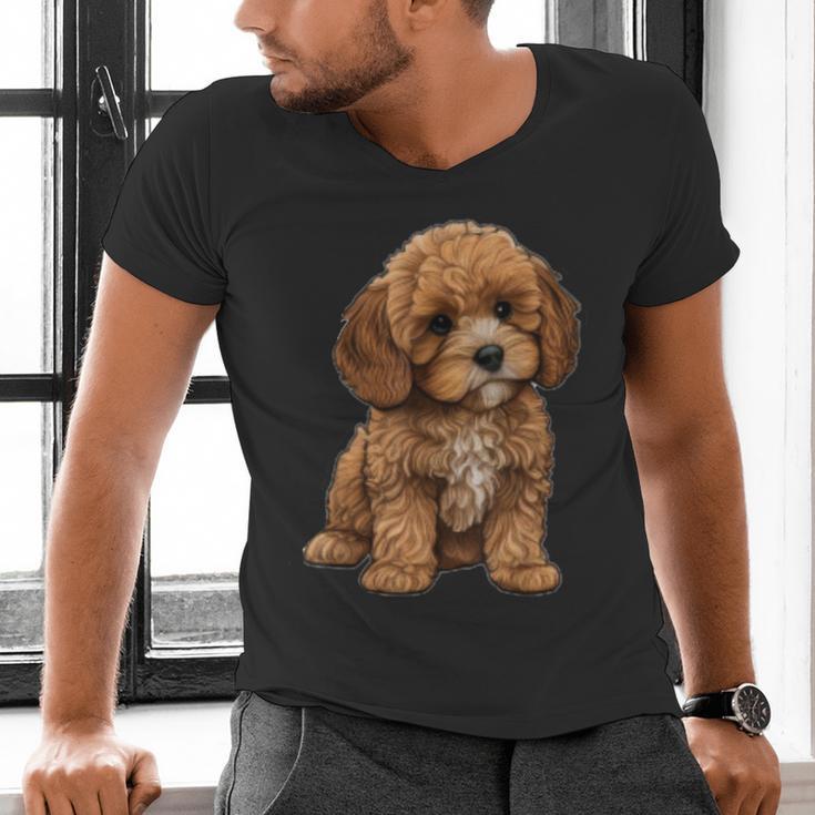 Cavapoo Breed Pet Lover Art Dog For Mom Dad Kids Men's V-Neck T-Shirt
