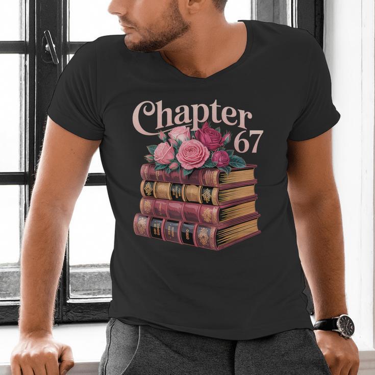 Chapter 67 Floral Book Stack Men's V-Neck T-Shirt