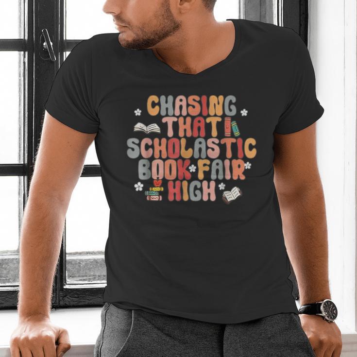 CHASING THAT SCHOLASTIC BOOK FAIR HIGH Men's V-Neck T-Shirt