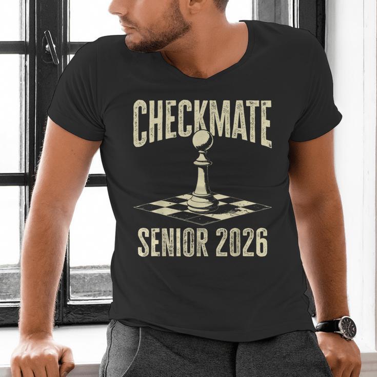 Checkmate Senior 2026 Chess Piece Class Of 2026 Graduation Men's V-Neck T-Shirt
