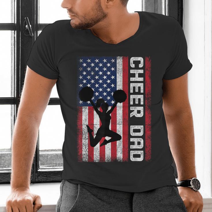 Cheer Dad American Flag Cheerleader Support Men's V-Neck T-Shirt