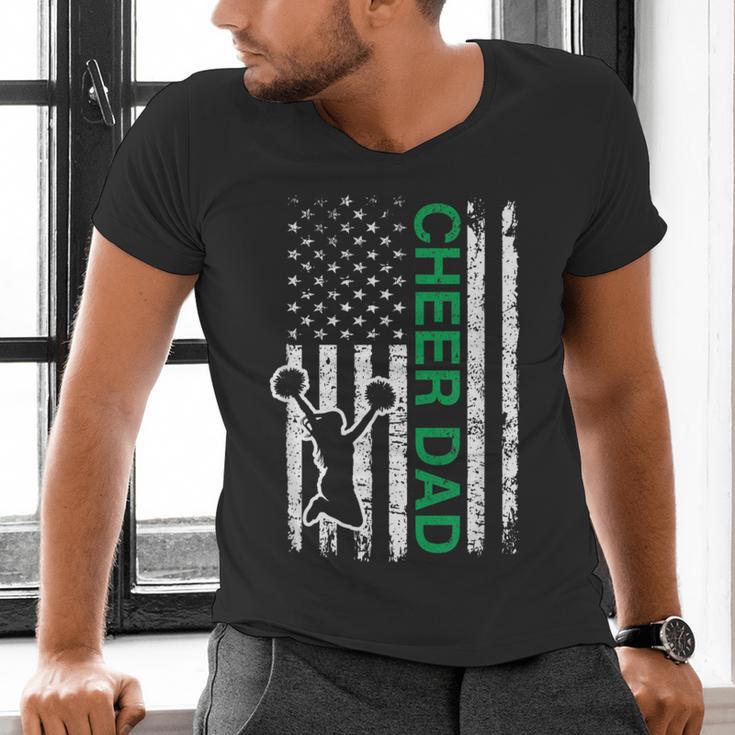 Cheer Dad Flag Green Cheerleading Men's V-Neck T-Shirt