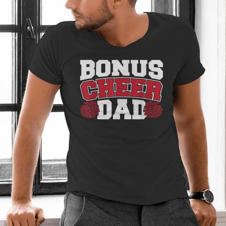 Cheer Stepdad Bonus Cheer Dad Red Men's V-Neck T-Shirt