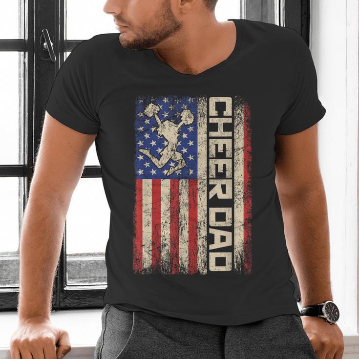 Cheerleader Dad Cheer Dad American US Flag Father Team Men's V-Neck T-Shirt