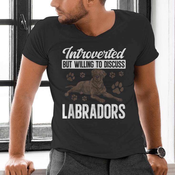 Chocolate Lab Dog Introvert Chocolate Labrador Retriever Men's V-Neck T-Shirt