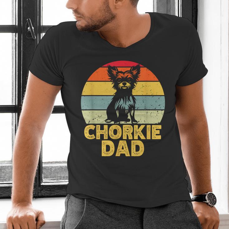 Chorkie Dad Retro Sunset Chihuahua Yorkie Mix Lover Men's V-Neck T-Shirt