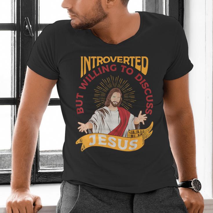 Christian Jesus Religious Sayings Catholic Introvert Men's V-Neck T-Shirt Christian Jesus Religious Sayings Catholic Introvert Men's V-Neck T-Shirt