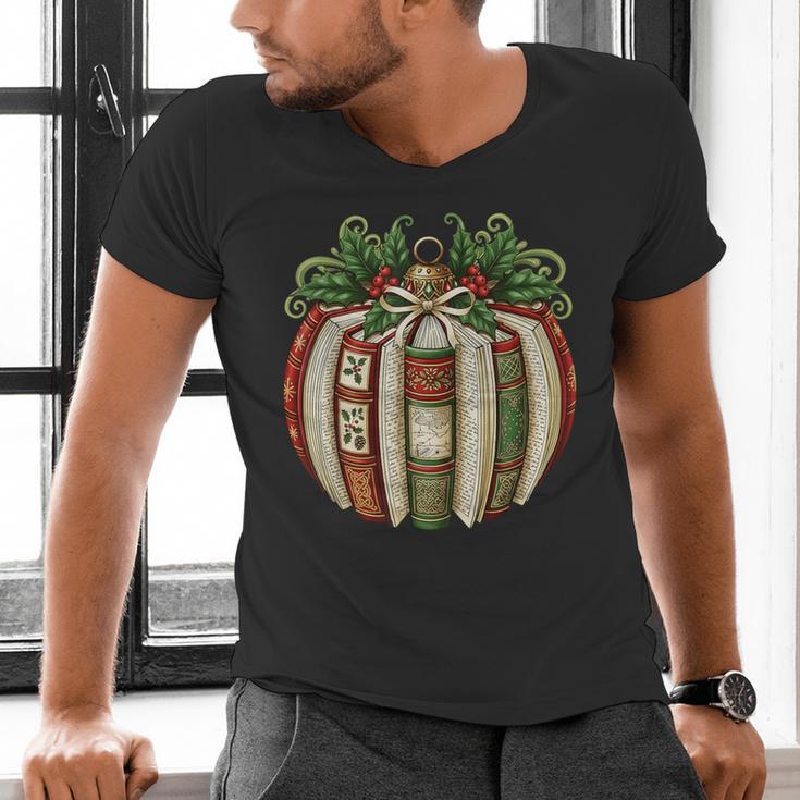 Christmas Book Ornament Bookworm Book Lover Men Women Men's V-Neck T-Shirt Christmas Book Ornament Bookworm Book Lover Men Women Men's V-Neck T-Shirt