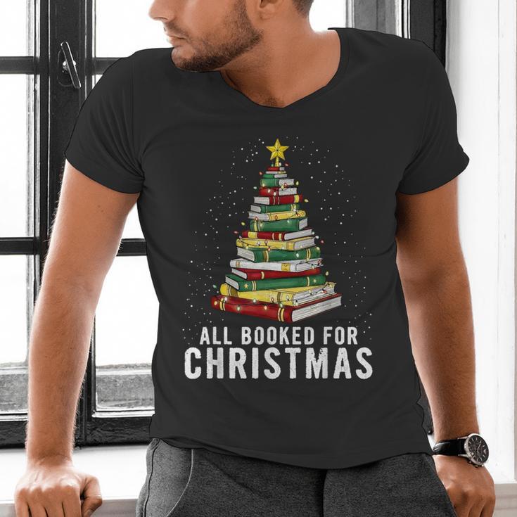 Christmas Book Tree All Booked For Xmas Men's V-Neck T-Shirt