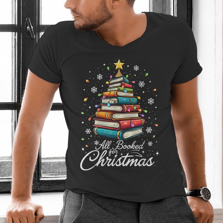 Christmas Book Tree Shirt Book Lover Librarian All Booked For Christmas Women's Christmas Book Lover Librarian Men's V-Neck T-Shirt Christmas Book Tree Shirt Book Lover Librarian All Booked For Christmas Women's Christmas Book Lover Librarian Men's V-Neck T-Shirt