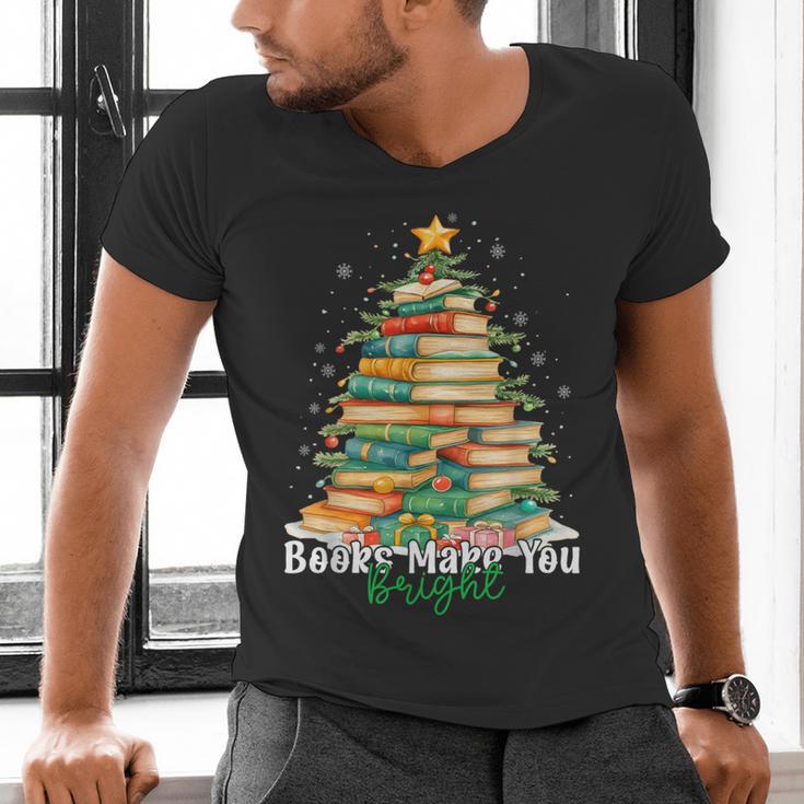 Christmas Books Make You Bright Librarian Teacher Book Lover Men's V-Neck T-Shirt Christmas Books Make You Bright Librarian Teacher Book Lover Men's V-Neck T-Shirt