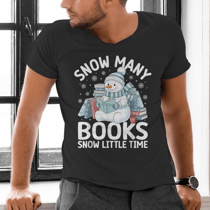 Christmas Reading Snowman So Many Books Men Women Kids Men's V-Neck T-Shirt Christmas Reading Snowman So Many Books Men Women Kids Men's V-Neck T-Shirt