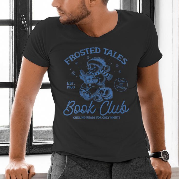 Christmas Snowman Frosted Tales Book Club Men's V-Neck T-Shirt