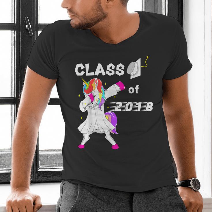 Class Of 2018 Graduation Him Her Unicorn Dabbing Shirt Men's V-Neck T-Shirt