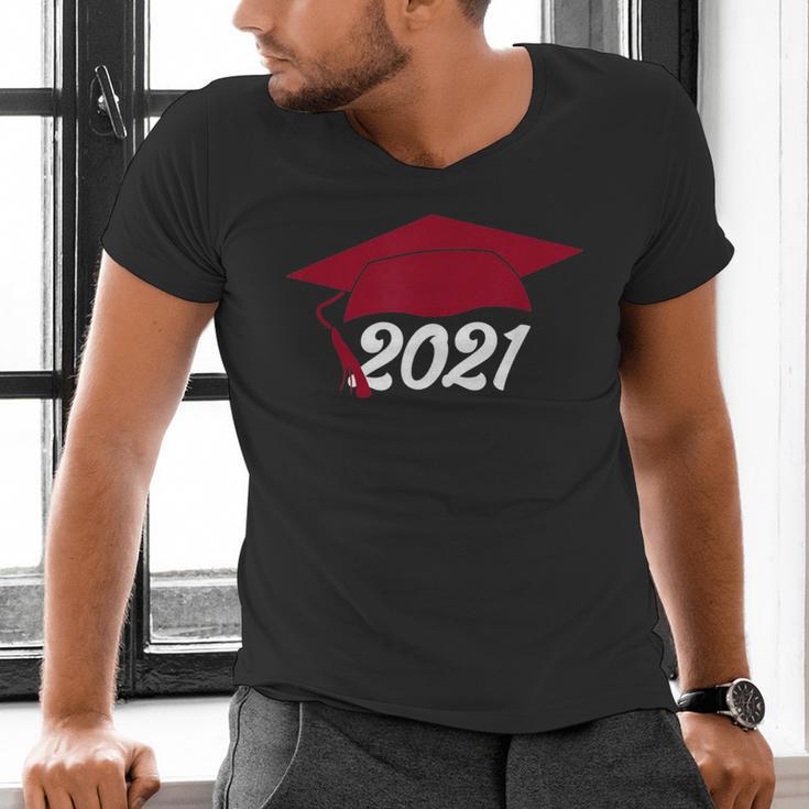 Class Of 2021 Burgundy Regalia Graduation Men's V-Neck T-Shirt