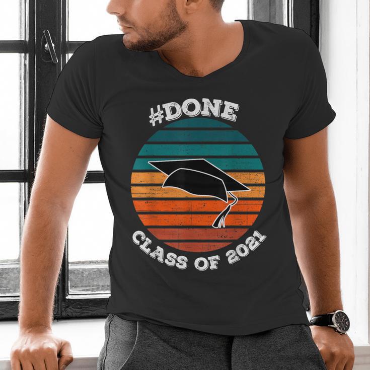 Class Of 2021 Done Senior Graduation Retro Sunset Men's V-Neck T-Shirt