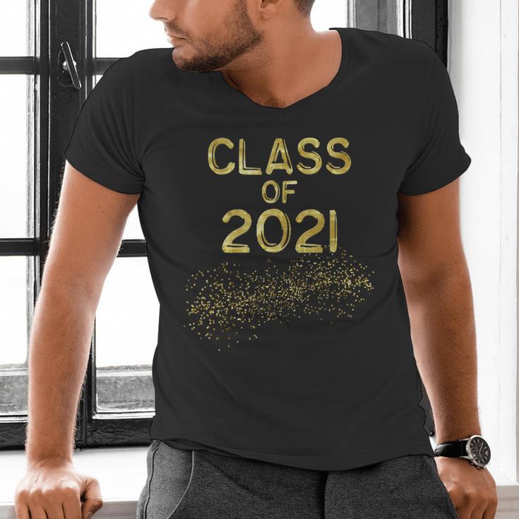 CLASS Of 2021 Gold Bokeh Confetti Fun Graduation Men's V-Neck T-Shirt