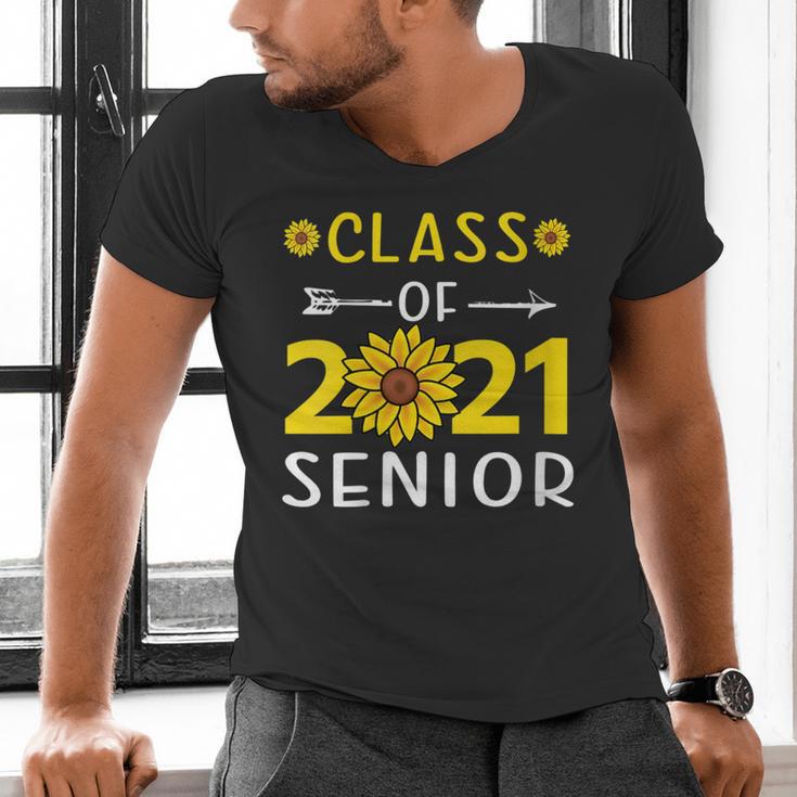 Class Of 2021 Senior Graduation Sunflower Men's V-Neck T-Shirt