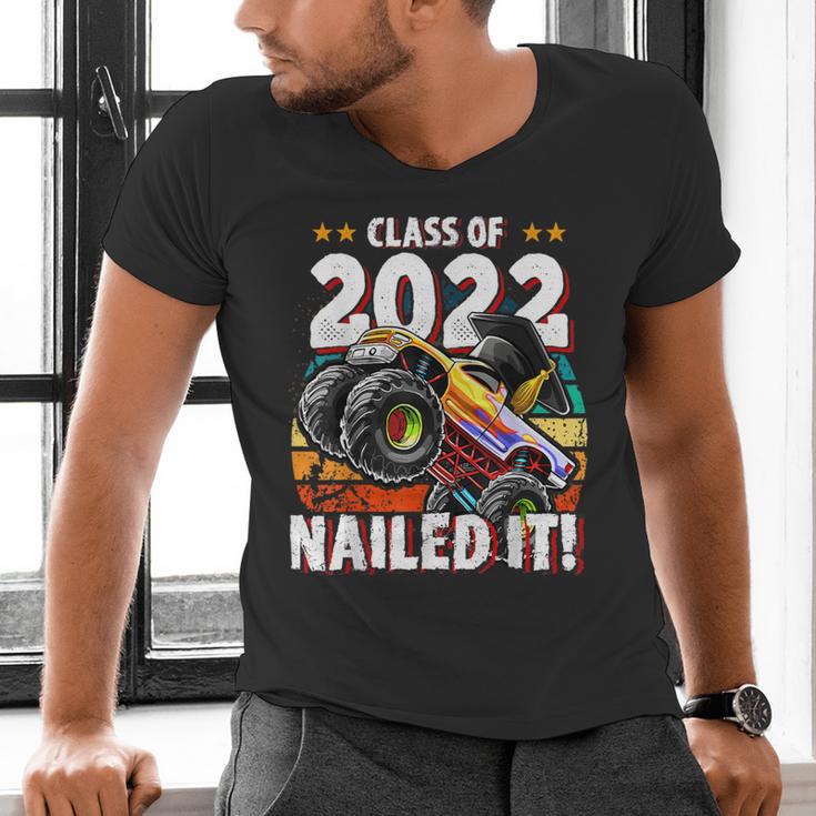 Class Of 2022 Monster Truck Graduation Cap Retro Sunset Boy Men's V-Neck T-Shirt