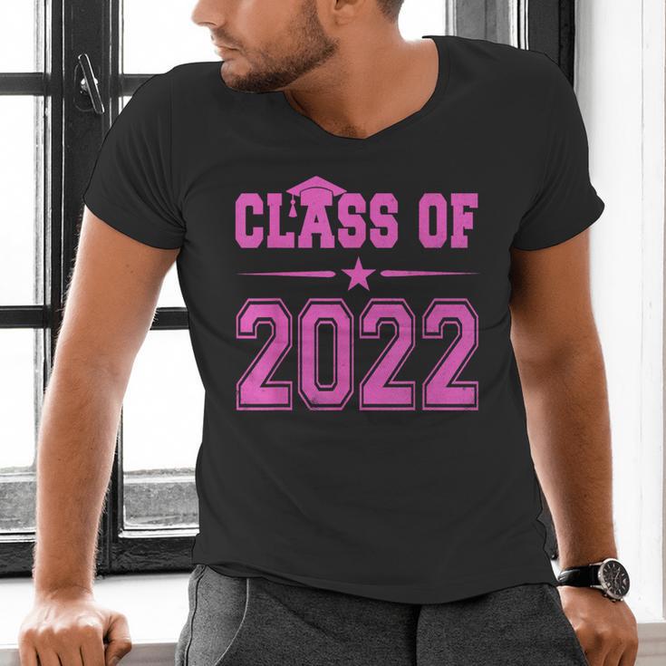 Class Of 2022 Pink Girls Shirt Graduation Men's V-Neck T-Shirt