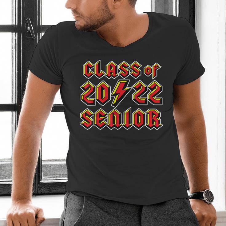 Class 2022 Senior 80s 90s Rock Retro Vintage Graduation Men's V-Neck T-Shirt