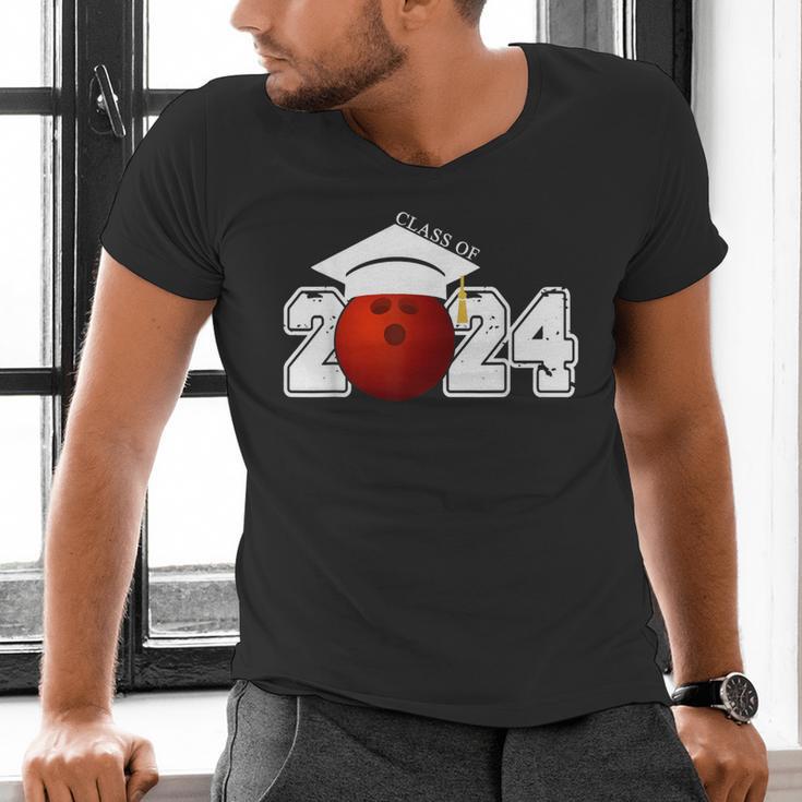 Class Of 2024 Graduation For Him Her Bowling Sports Men's V-Neck T-Shirt