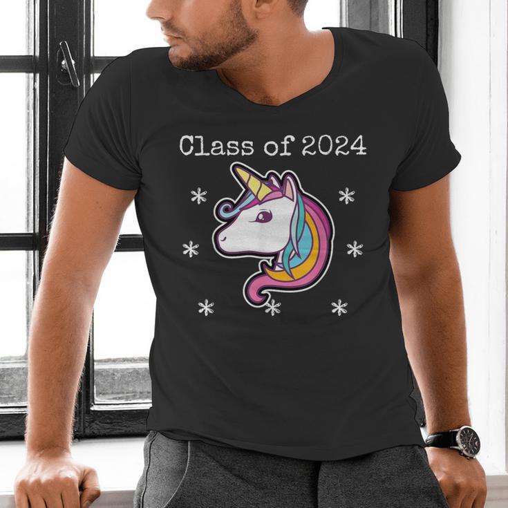 Class Of 2024 Graduation Year Unicorn Tee Shirt Men's V-Neck T-Shirt