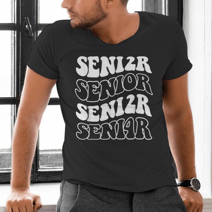 Class Of 2024 High School Senior Graduation Groovy Wave Men's V-Neck T-Shirt