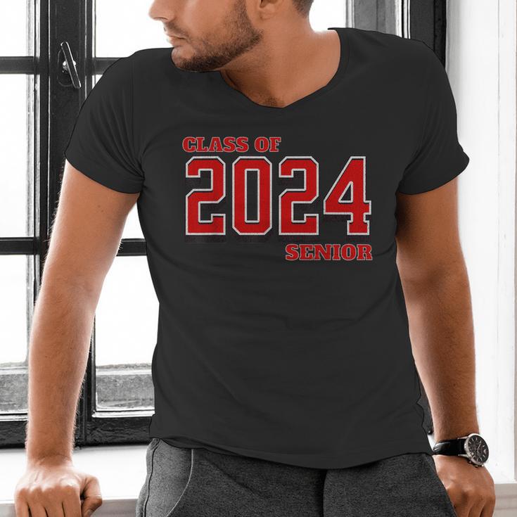 Class Of 2024 Senior Back To School Vintage Graduation Tee Men's V-Neck T-Shirt