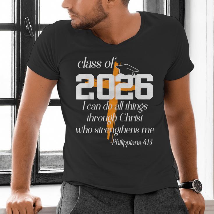 Class Of 2026 Christian Graduation Senior Graduate Men's V-Neck T-Shirt