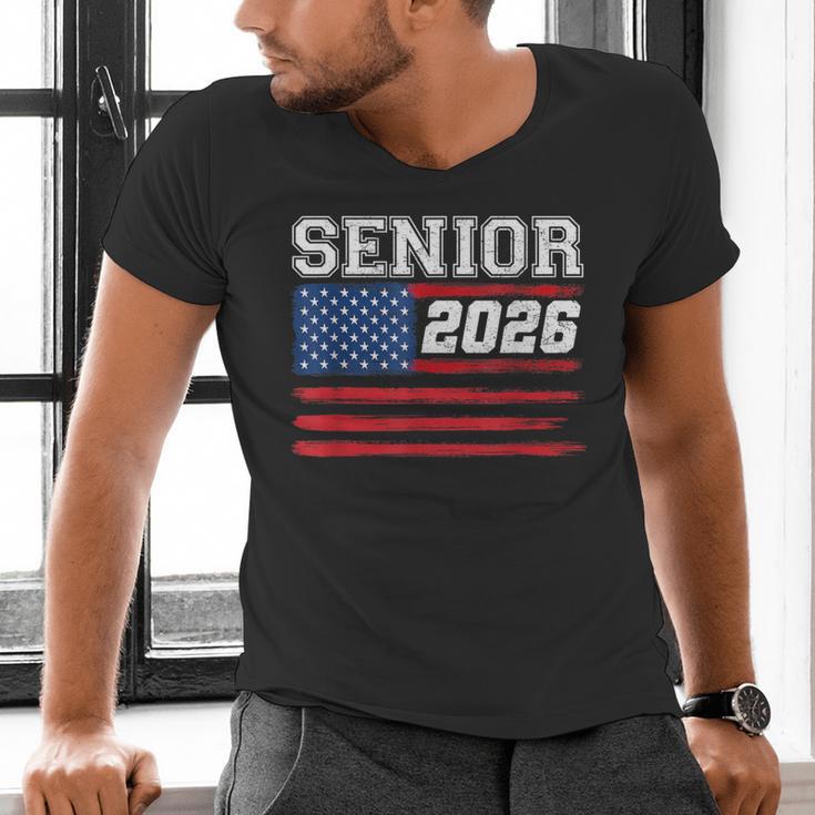 Class Of 2026 Senior Back To School American Flag Graduation Men's V-Neck T-Shirt