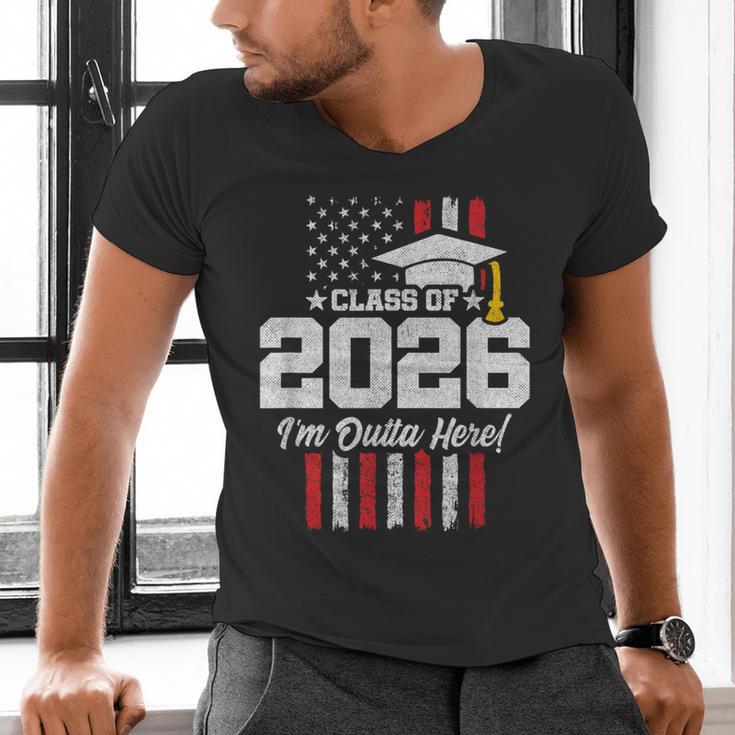 Class Of 2026 Senior Graduation American Flag Senior 2026 Men's V-Neck T-Shirt