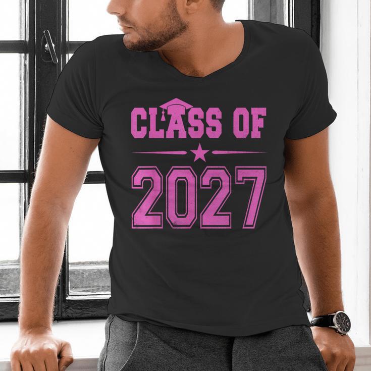 Class Of 2027 Pink Girls Shirt Graduation Men's V-Neck T-Shirt