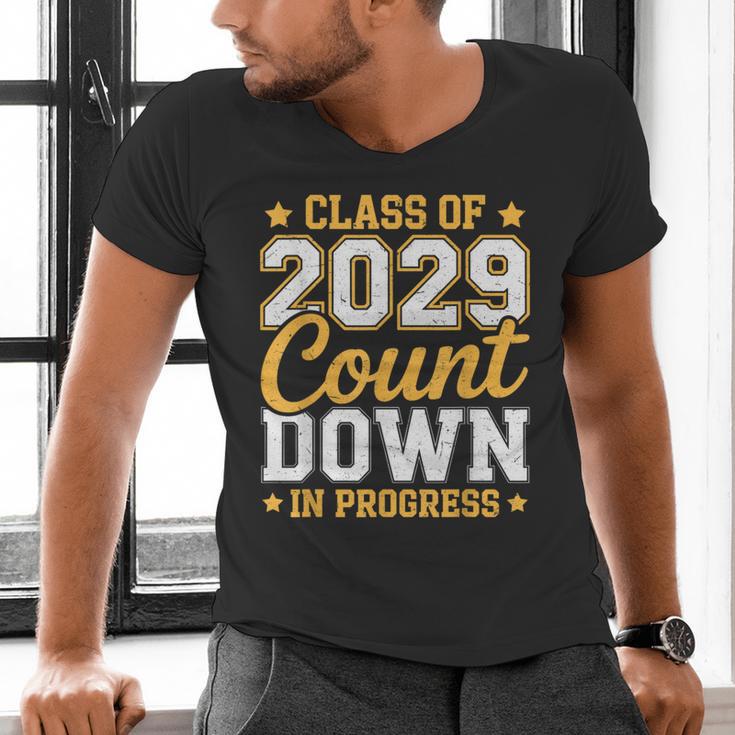 Class Of 2029 Count Down Fun First Day 8th Grade Graduation Men's V-Neck T-Shirt