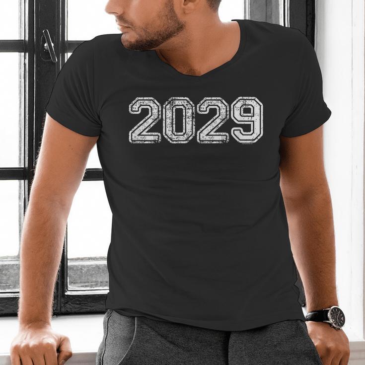 Class Of 2029 Shirt Graduation Vintage Him Her Senior 2029 Men's V-Neck T-Shirt