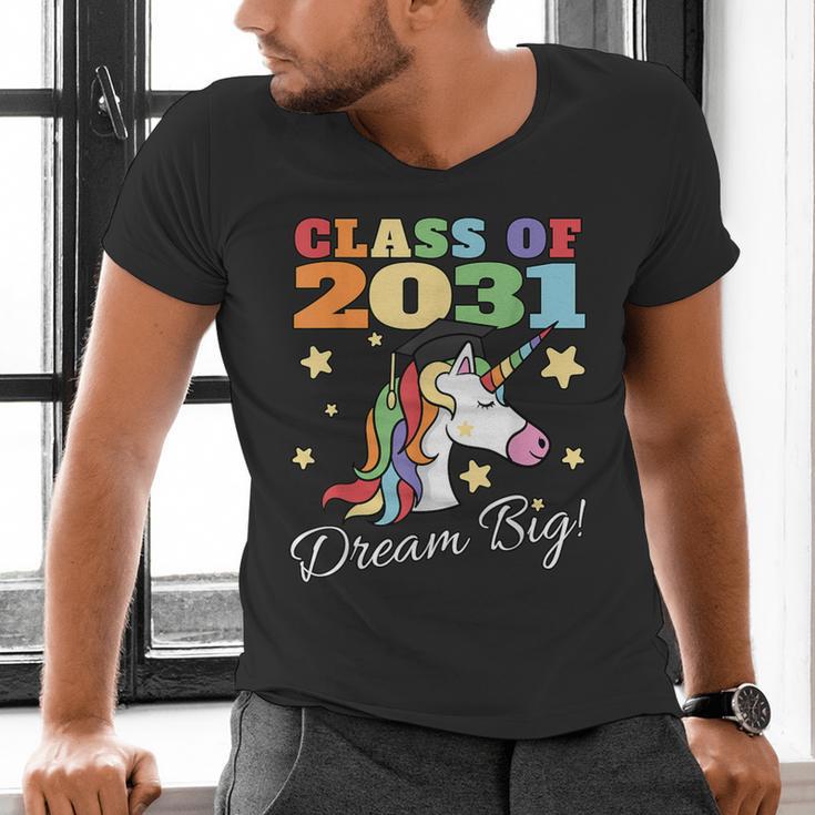 Class Of 2031 Magical Unicorn Graduation Cap Men's V-Neck T-Shirt