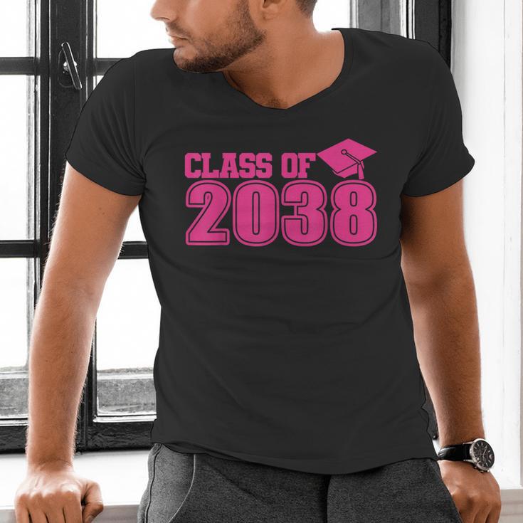 Class Of 2038 Pink Girls Growing Up School Memory Graduation Men's V-Neck T-Shirt