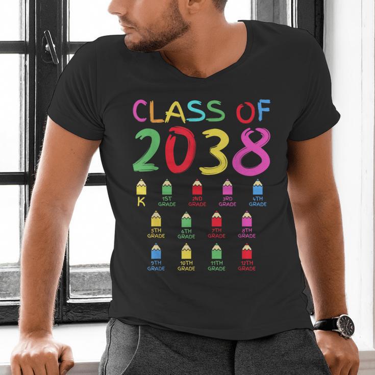 Class Of 2038 Senior Class 2038 Idea Graduation Grow With Me Men's V-Neck T-Shirt
