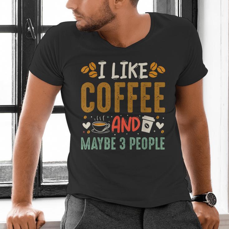Coffee & Introvert Humor Tee Quote Cute Font Men's V-Neck T-Shirt Coffee & Introvert Humor Tee Quote Cute Font Men's V-Neck T-Shirt