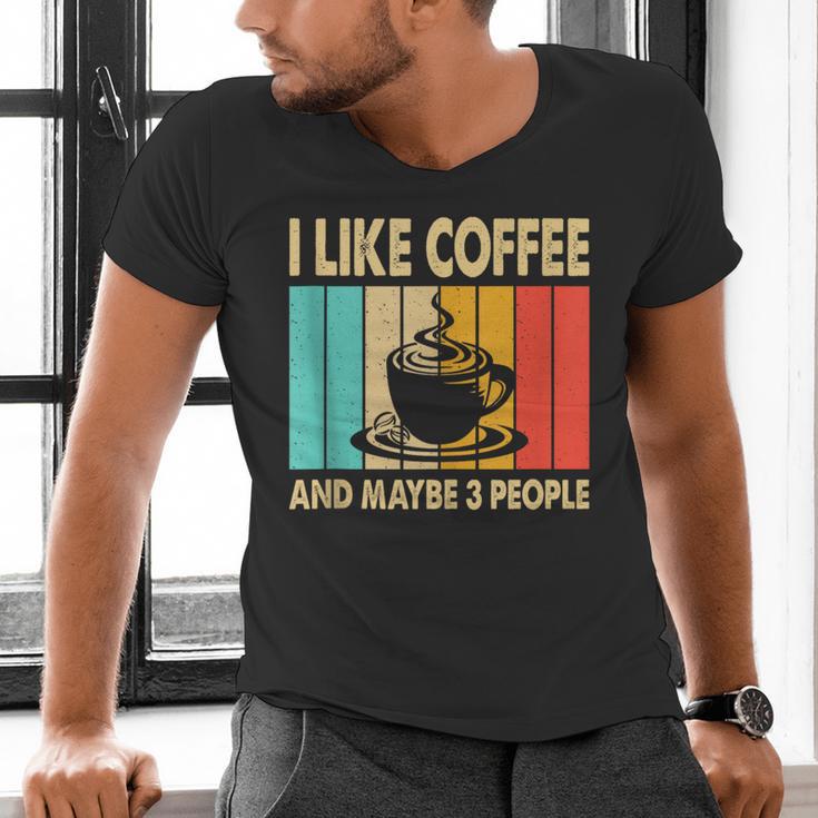 I Like Coffee And Maybe 3 People Introvert Anti-Social Men's V-Neck T-Shirt