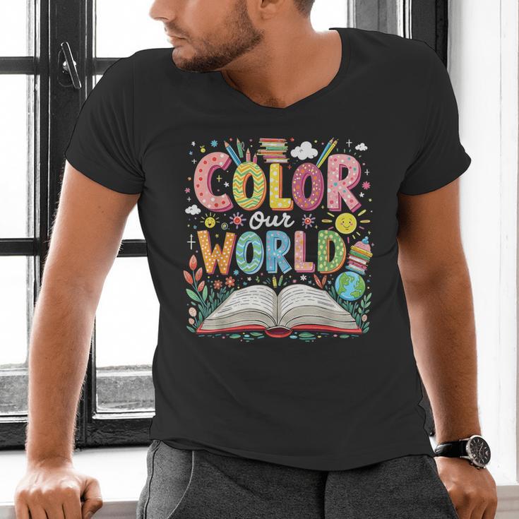 Color Our World Book Reading Program 2026 Summer Men's V-Neck T-Shirt Color Our World Book Reading Program 2026 Summer Men's V-Neck T-Shirt