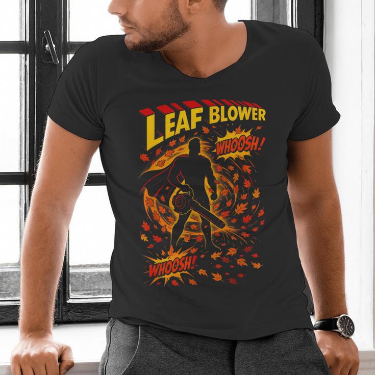 Comic Book Superhero Fall Season Leaf Blower Men's V-Neck T-Shirt