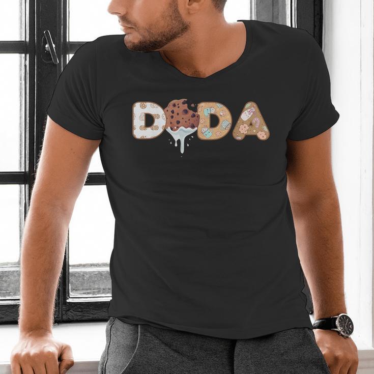 Cookies Dada 1st Birthday Milk Party Family Matching Men's V-Neck T-Shirt Cookies Dada 1st Birthday Milk Party Family Matching Men's V-Neck T-Shirt