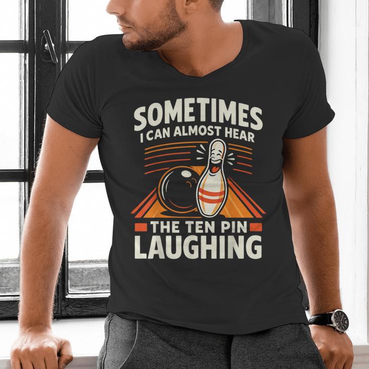 Cool Bowling Men Dad Bowler Fun Crazy Best Bowling Men's V-Neck T-Shirt