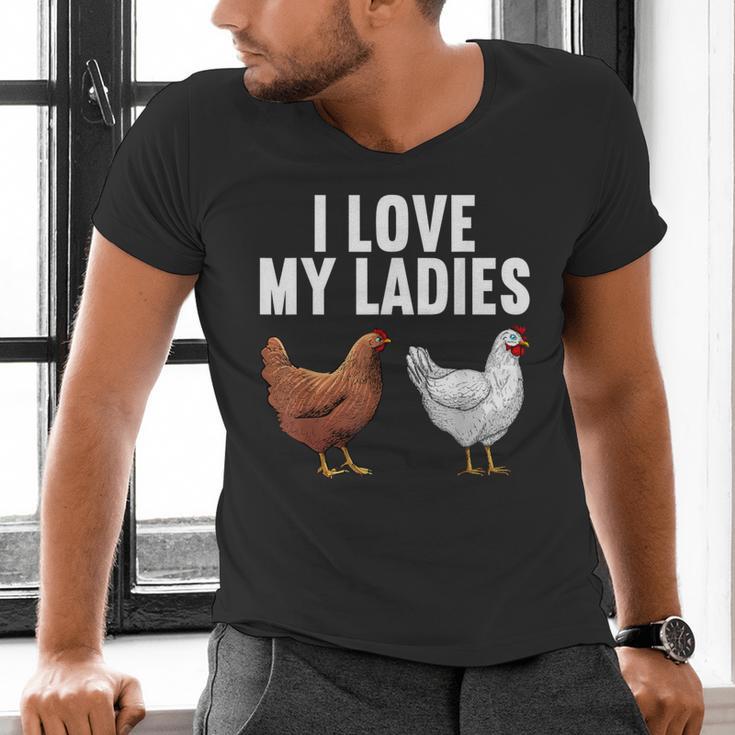 Cool Chicken Art For Men Women Dad Rooster Chicken Farmer Men's V-Neck T-Shirt