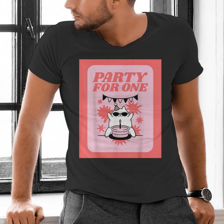 Cool Fun Cute Party Introvert Cat Character Men's V-Neck T-Shirt