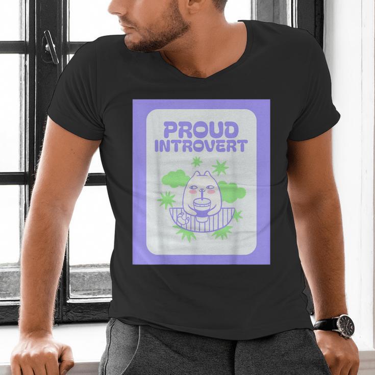 Cool Fun Cute Proud Introvert Cat Character For Men Women Men's V-Neck T-Shirt